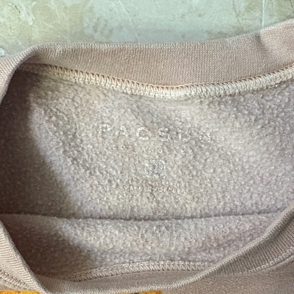 Pacsun Peach Sweatshirt with Mushroom and Butterfly Print Size Large - Picture 2 of 4